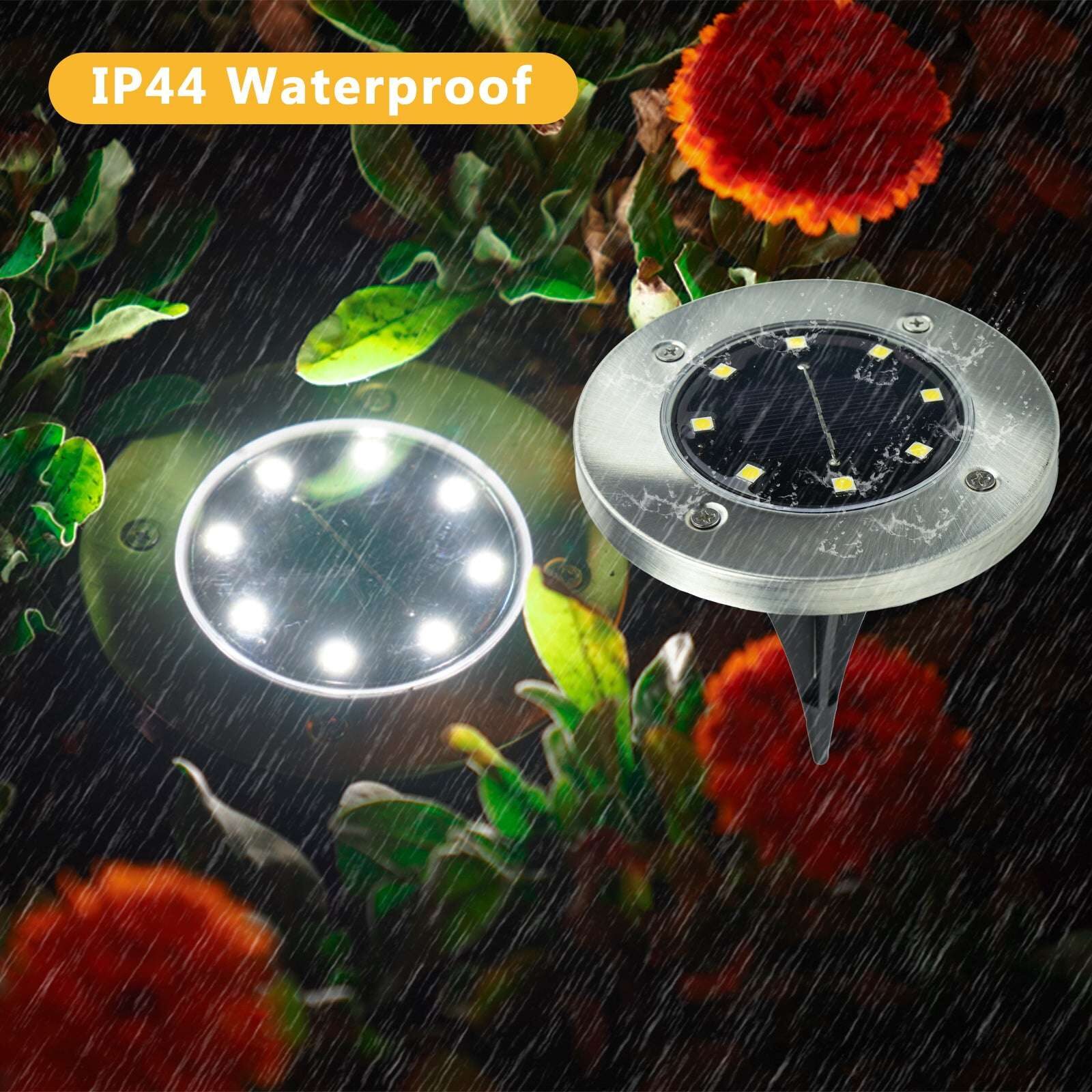 Nekepy Solar Charge Light Automatic Light Sensor Switch 8 LED Light Bulb IP44 Weatherproof Solar Light Stainless Steel and Plastic Light Colorful Pathway Solar Light - Image 2