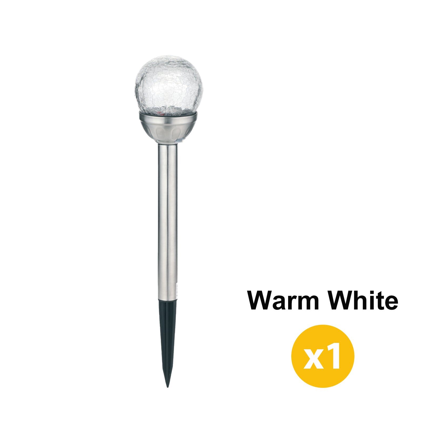 Solar Lamp Crackle Glass Globe Stake Lights 1 Pack: Warm White Solar Garden Light Outdoor Waterproof Stake Lights Solar Powered Pathway Stake for Lawn Walkway Decor Solar Powered Light - Image 3