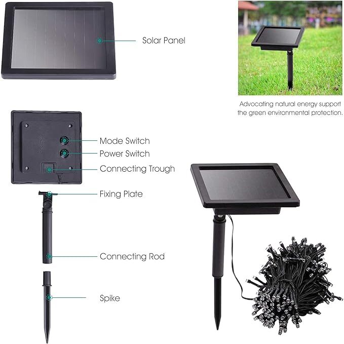 NEKEPY 1 Pack Solar String Lights Outdoor 72ft 250 LED Solar Fairy String Lights (Colour) - Image 3