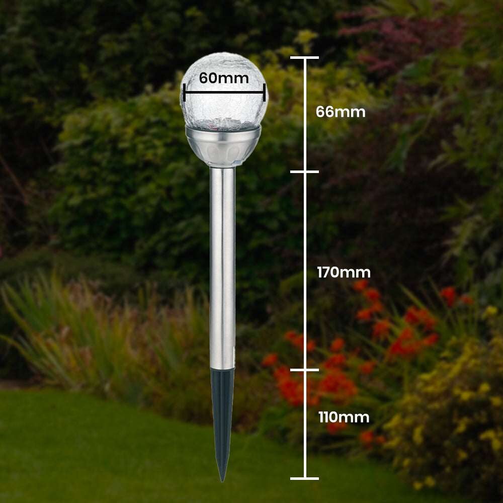 Solar Lamp Crackle Glass Globe Stake Lights 1 Pack: Warm White Solar Garden Light Outdoor Waterproof Stake Lights Solar Powered Pathway Stake for Lawn Walkway Decor Solar Powered Light - Image 4