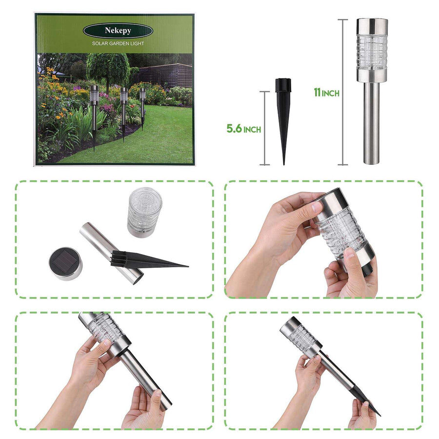 Nekepy Solar Lights Outdoor 6 Pack Stainless Steel Pathway Waterproof Landscape Light LED Garden Lights Solar Powered for Pathway Walkway Patio Yard Driveway Decorations - Image 4