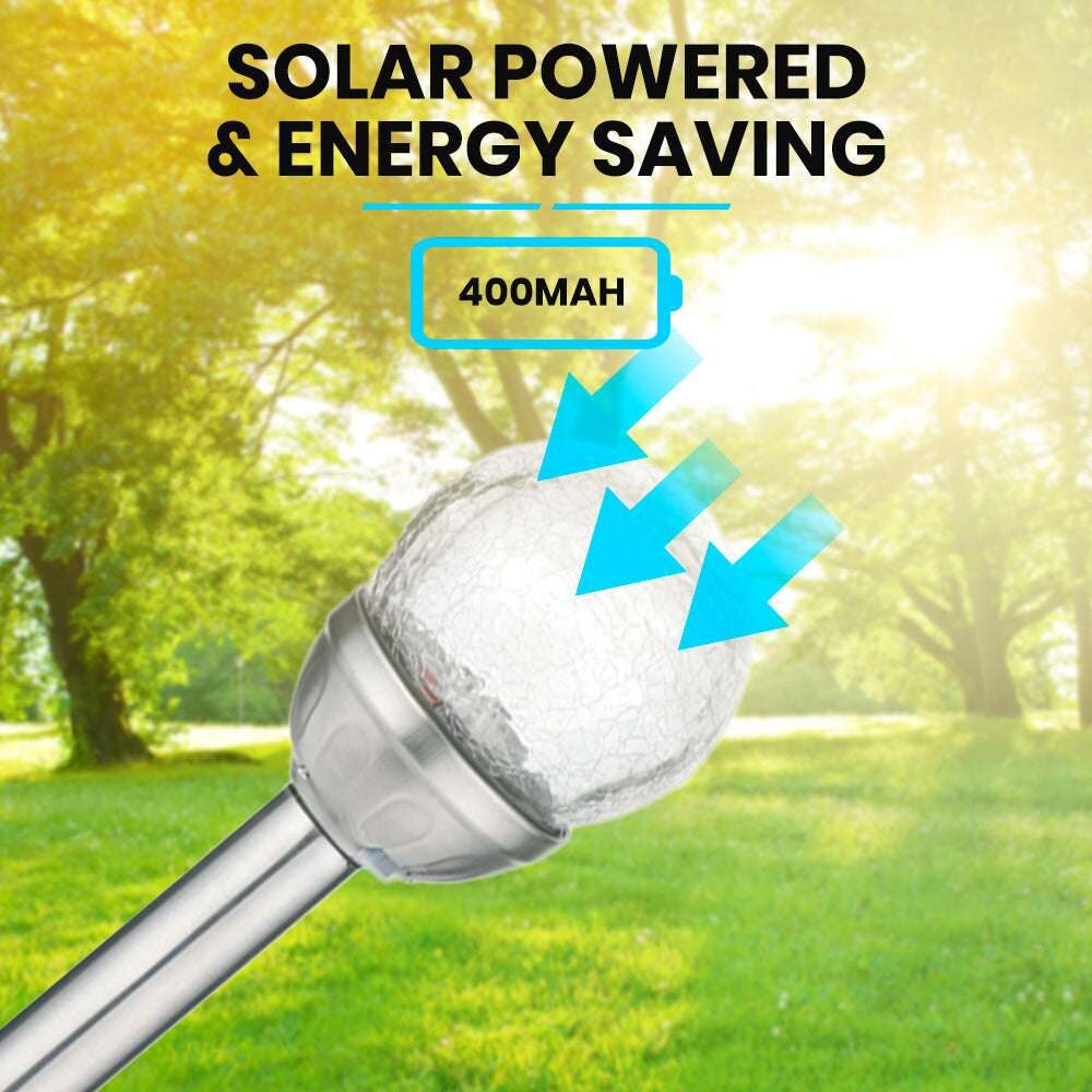 Solar Lamp Crackle Glass Globe Stake Lights 1 Pack: Warm White Solar Garden Light Outdoor Waterproof Stake Lights Solar Powered Pathway Stake for Lawn Walkway Decor Solar Powered Light - Image 5