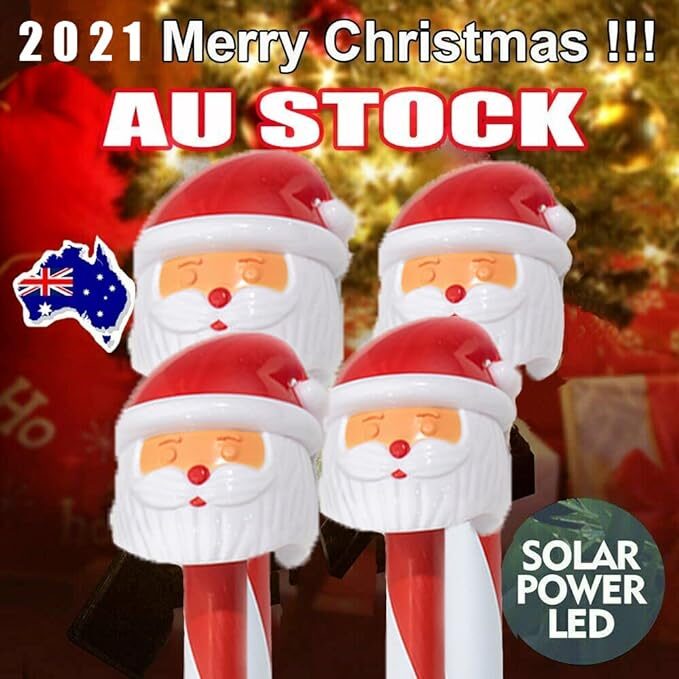 NEKEPY 4 Pack Solar Christmas Lights Outdoor Waterproof Landscape LED Light (Santa Claus) - Image 6