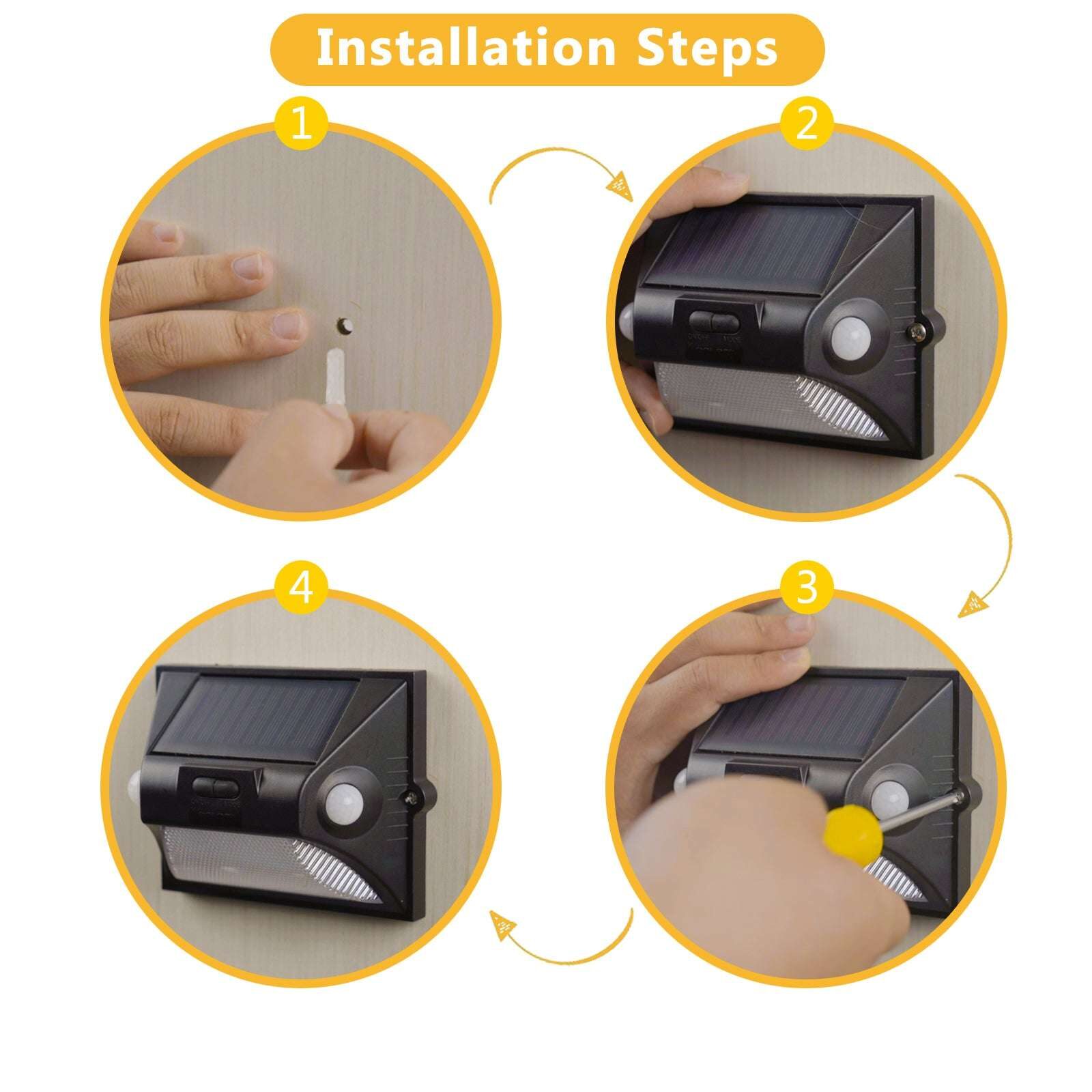 Nekepy Solar Motion Sensor Light 8 Light Modes 180 Degree Motion Detection Weather Resistant Solar Light Suitable for Home Entrance Garage Hallway Patio Solar Powered Light - Image 6