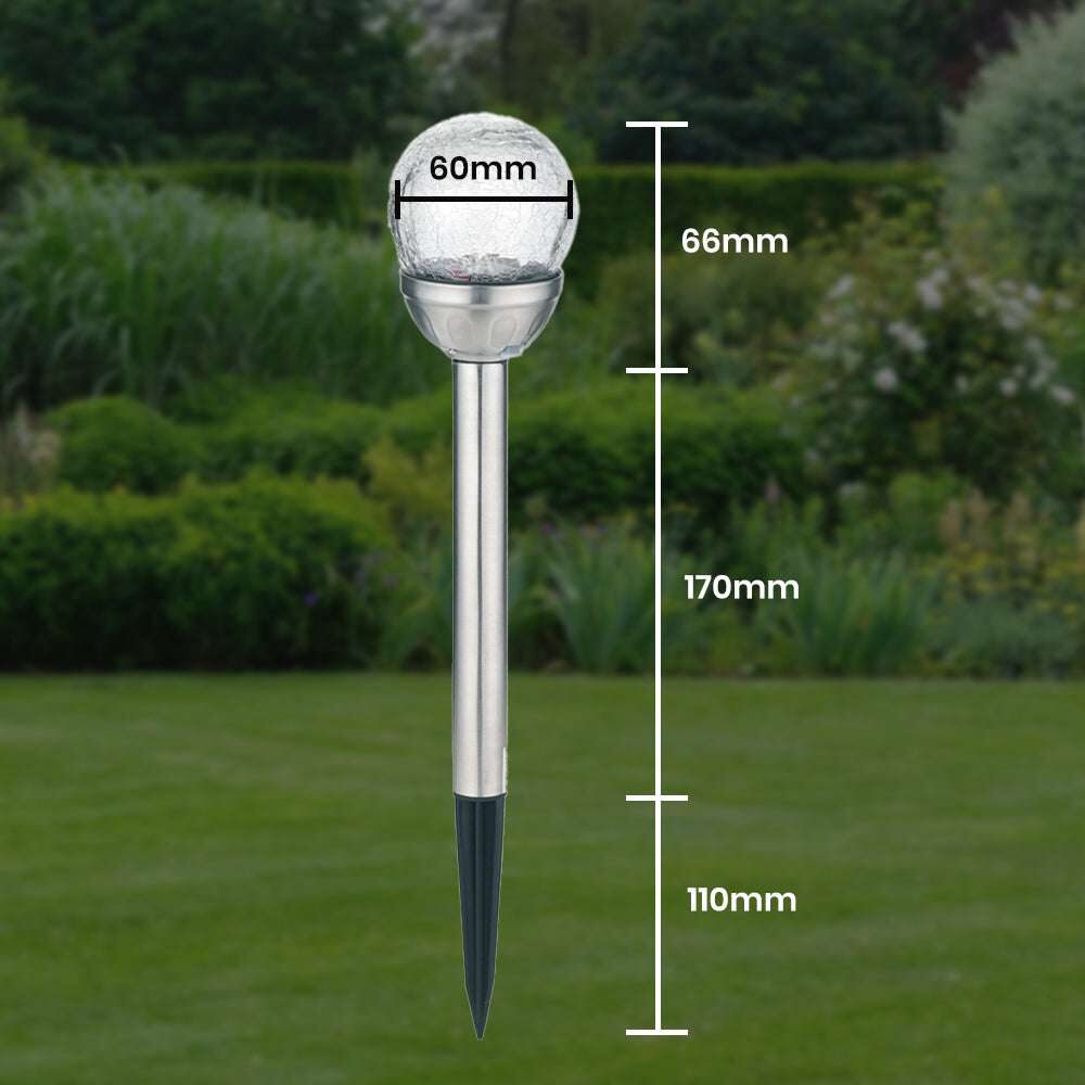 Solar Lamp Crackle Glass Globe Stake Lights 1 Pack: Cold White + Colour Changing Solar Garden Light Outdoor Waterproof Stake Lights Solar Powered Pathway Stake for Lawn Walkway Decor Solar Powered Light - Image 6