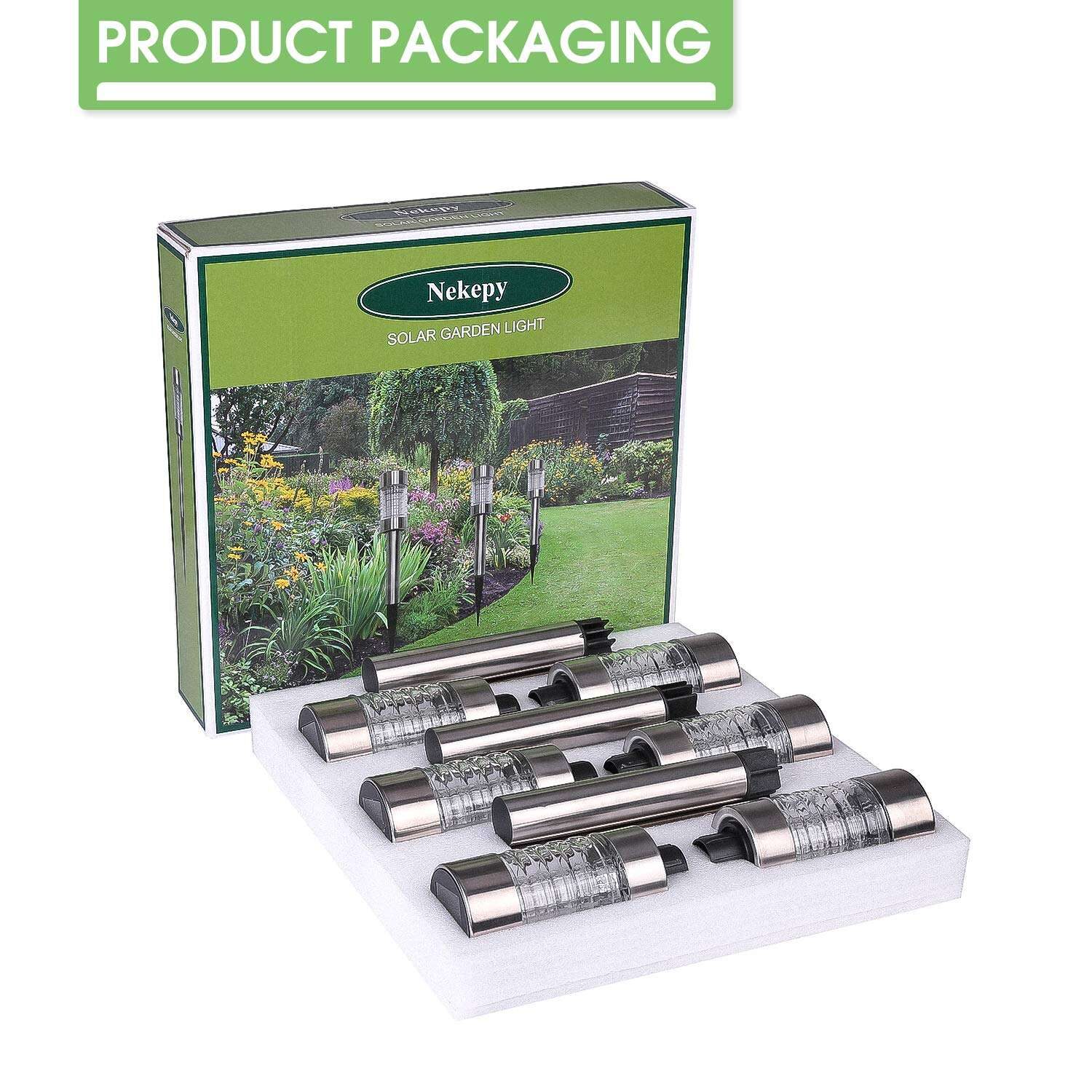 Nekepy Solar Lights Outdoor 6 Pack Stainless Steel Pathway Waterproof Landscape Light LED Garden Lights Solar Powered for Pathway Walkway Patio Yard Driveway Decorations - Image 7