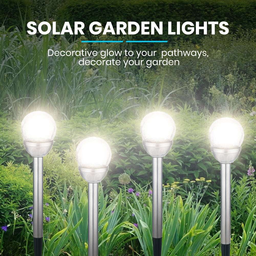 Solar Lamp Crackle Glass Globe Stake Lights 1 Pack: Cold White + Colour Changing Solar Garden Light Outdoor Waterproof Stake Lights Solar Powered Pathway Stake for Lawn Walkway Decor Solar Powered Light - Image 7